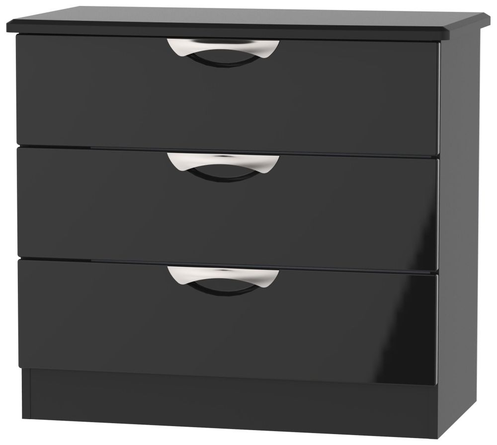 Camden 3 Drawer Chest - High Gloss Black