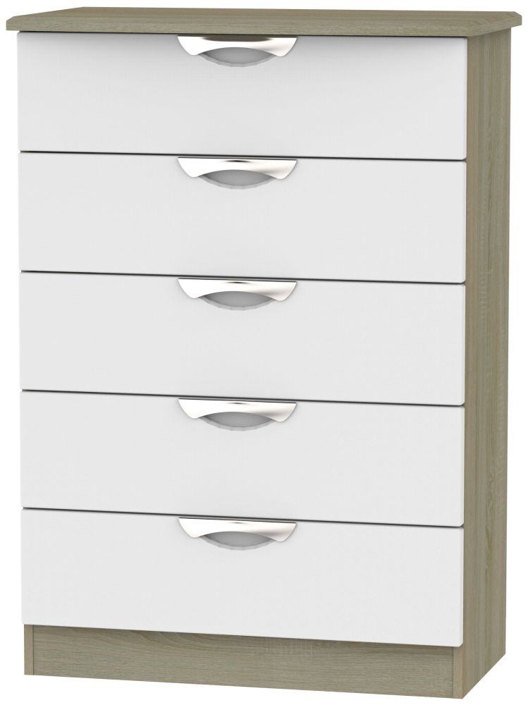 Camden 5 Drawer Chest - Grey and Darkolino