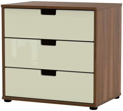 Cream High Gloss Front with Noche Walnut Base Unit with Glides Legs