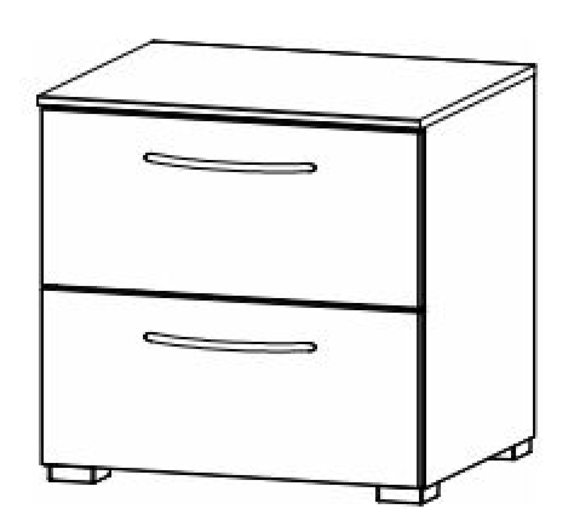 6D34 : 2 Drawer Wide Bedside Cabinet with Color Front