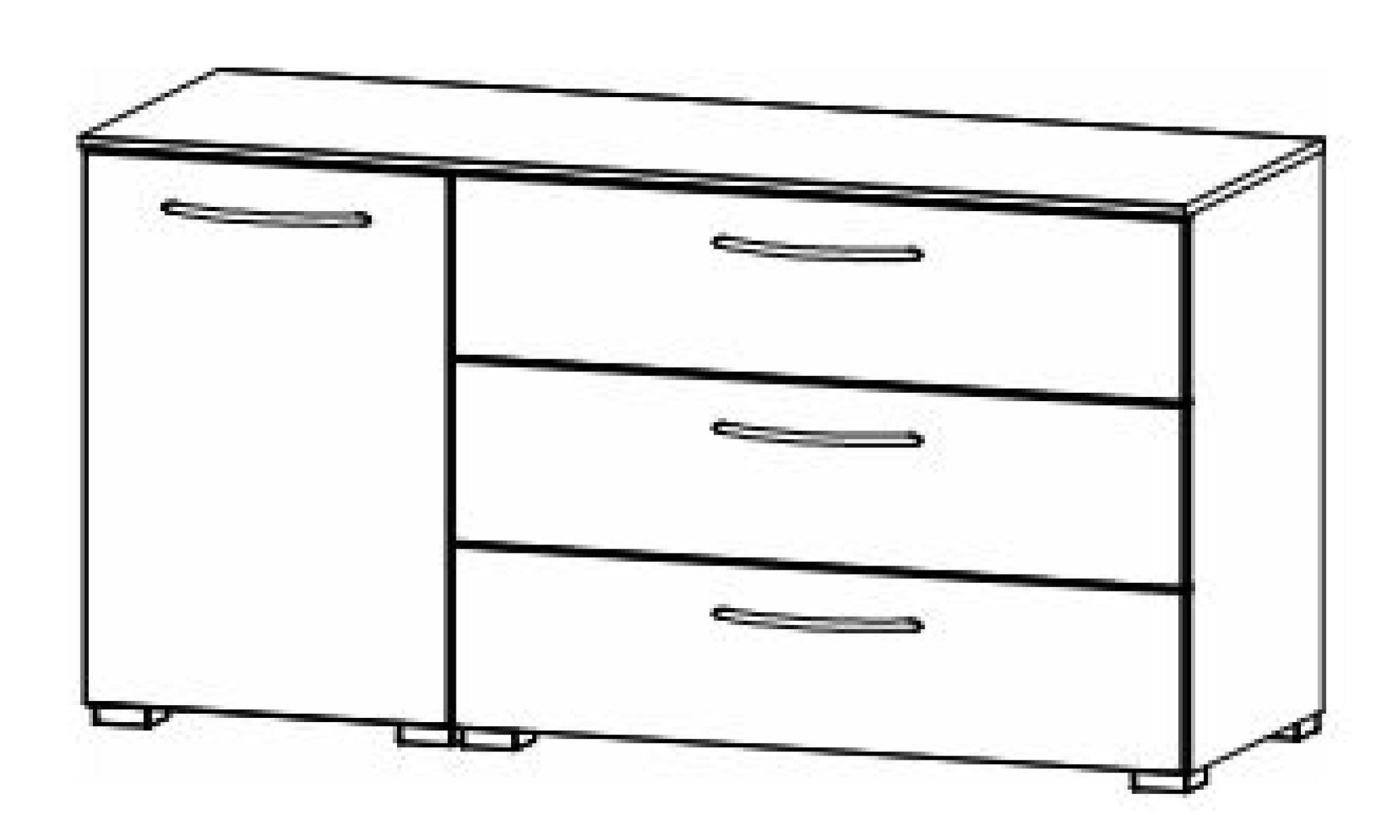 6D40 : 1 Left Door 1 Shelf 3 Drawer Combi Chest with Color Front