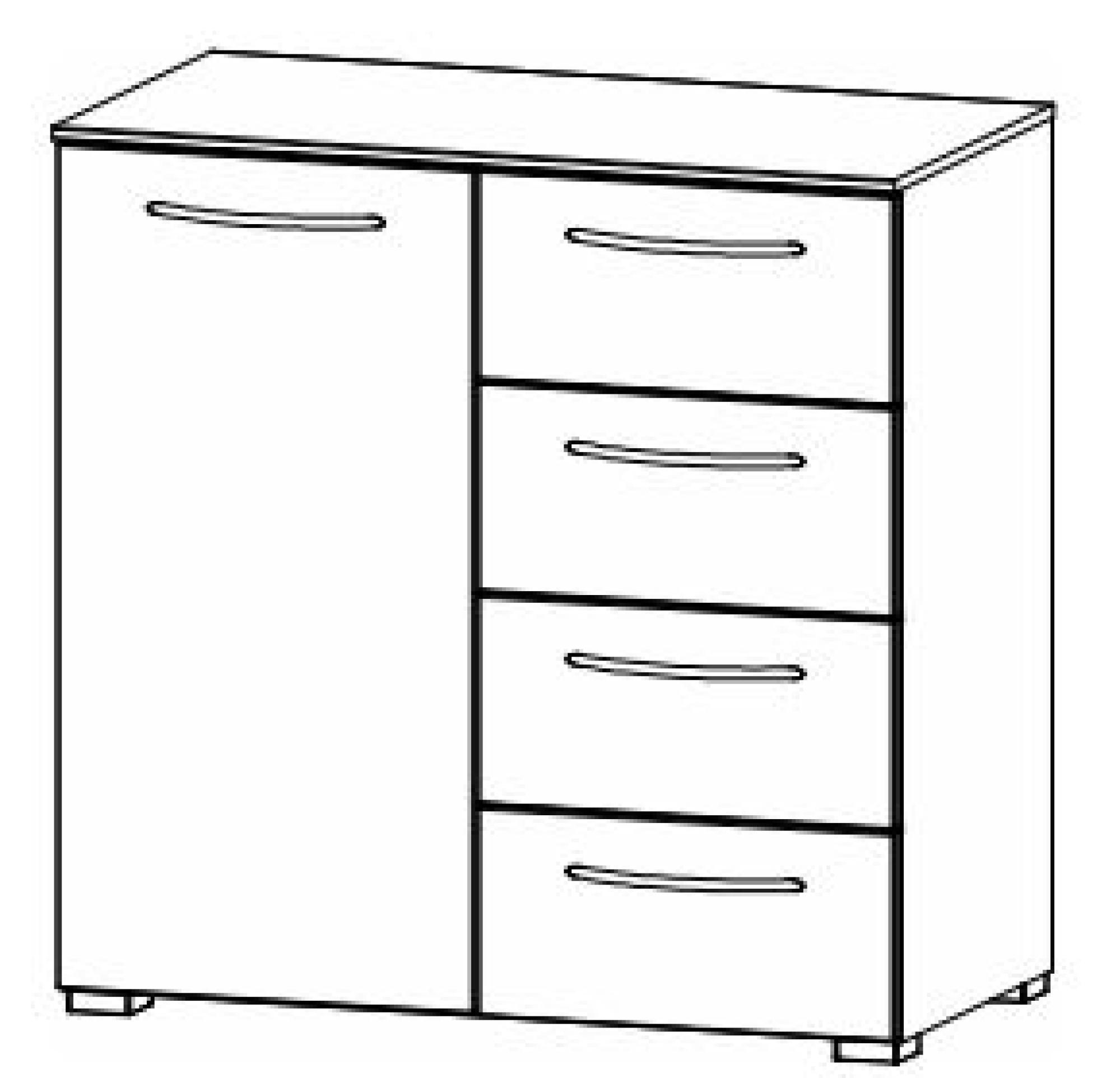 6D82 : 1 Door 2 Shelves 4 Drawer Combi Chest with Color Front