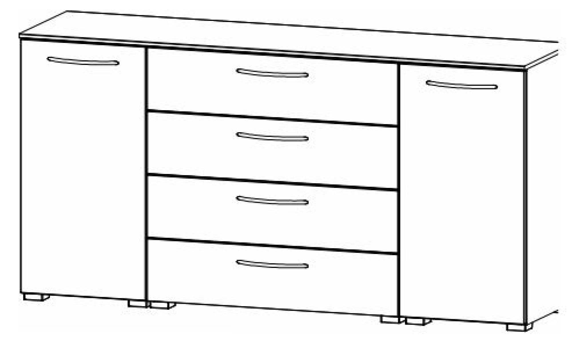 6D88 : 2 Door 4 Shelves 4 Large Wide Drawer Combi Chest with Color Front