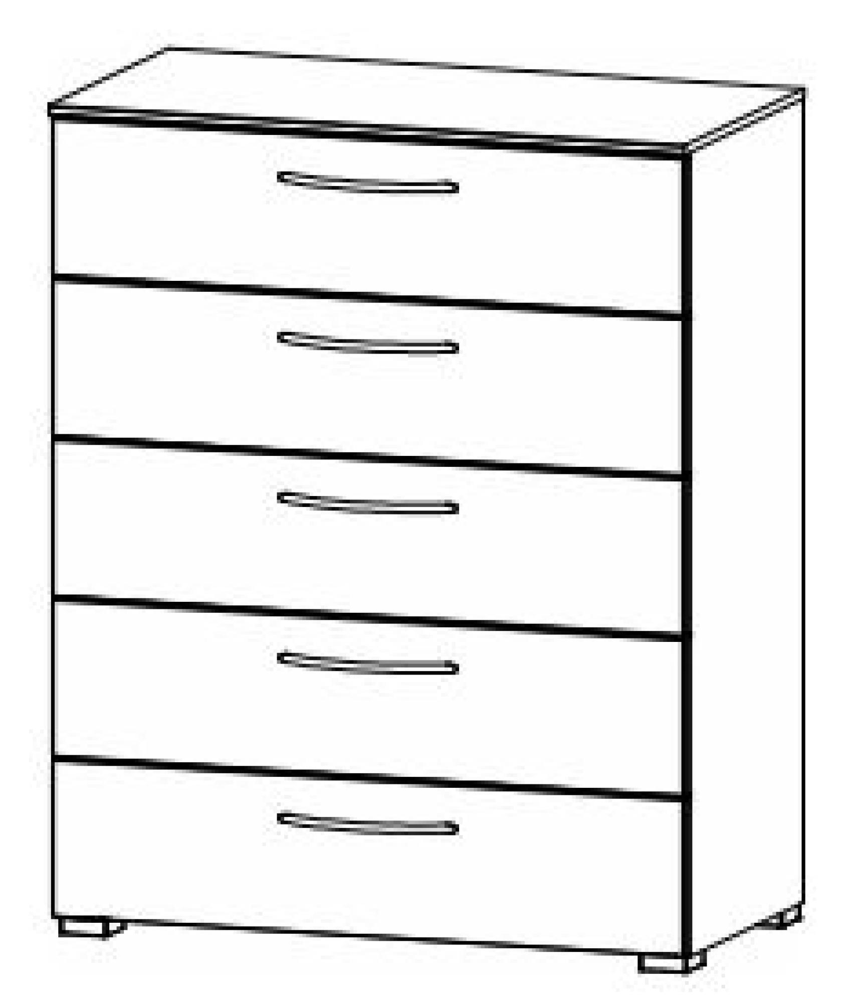 6DB1 : 5 Drawer Wide Chest with Color Front