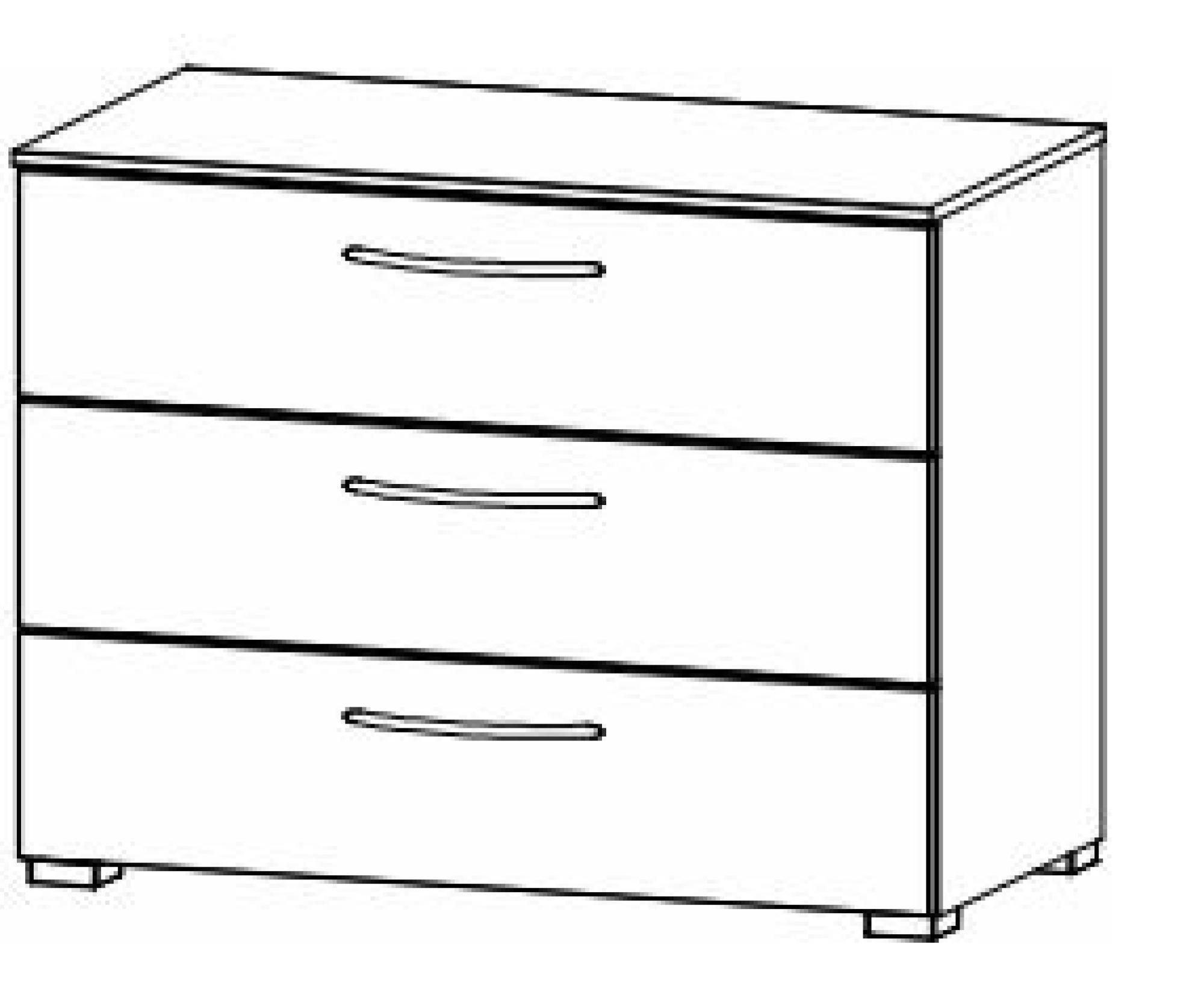 6H37 : 3 Drawer Chest with High Polish Front