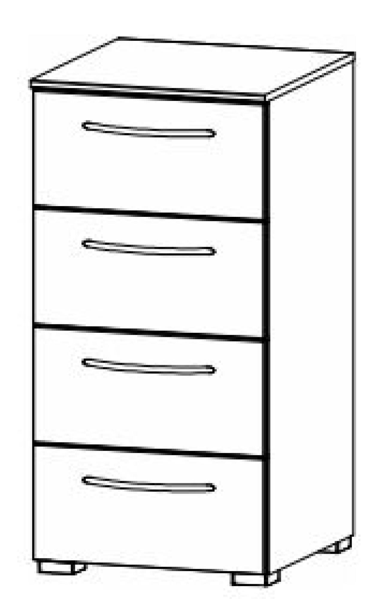 6H43 : 4 Drawer Chest with High Polish Front