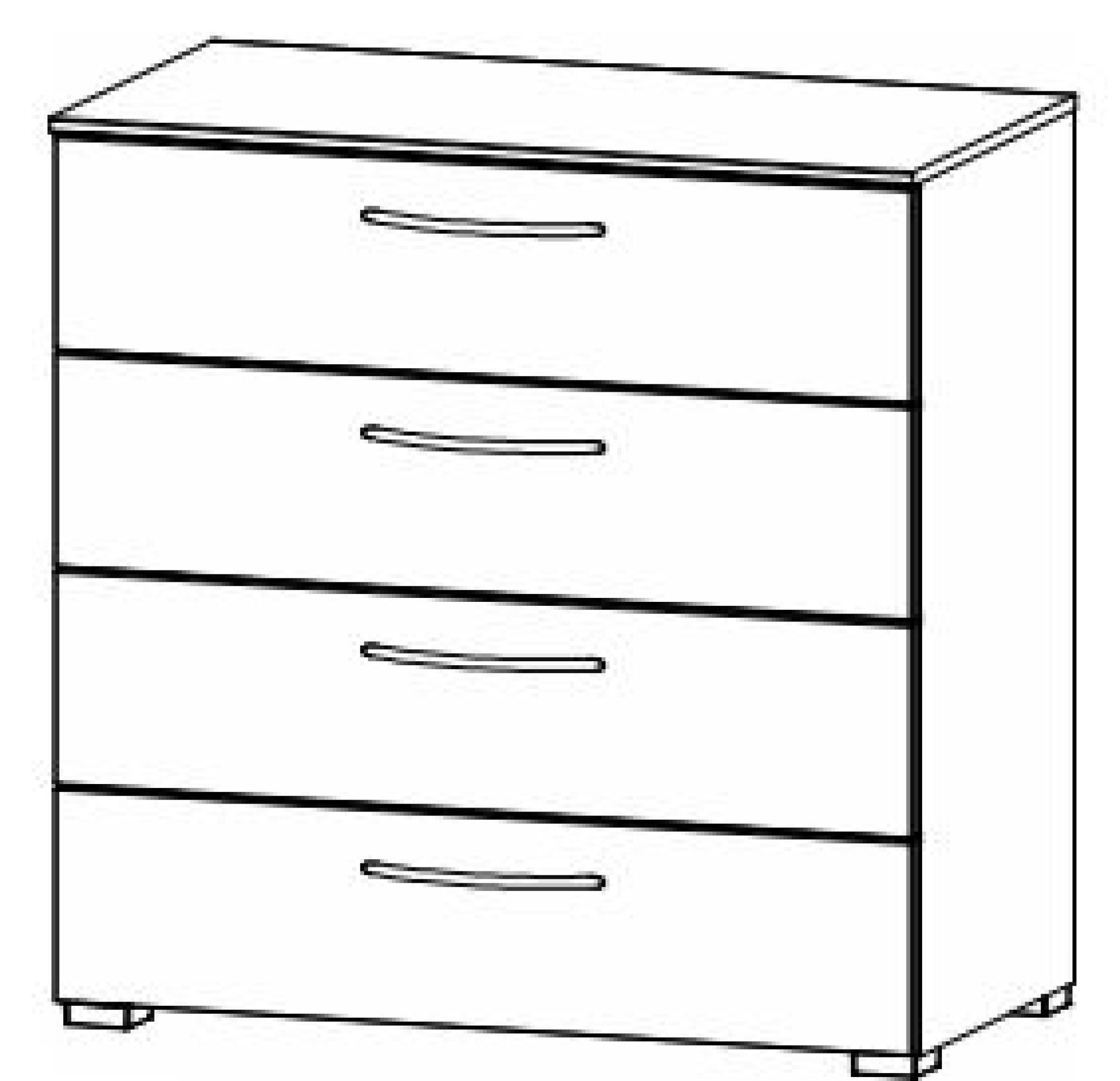 6H44 : 4 Drawer Wide Chest with High Polish Front