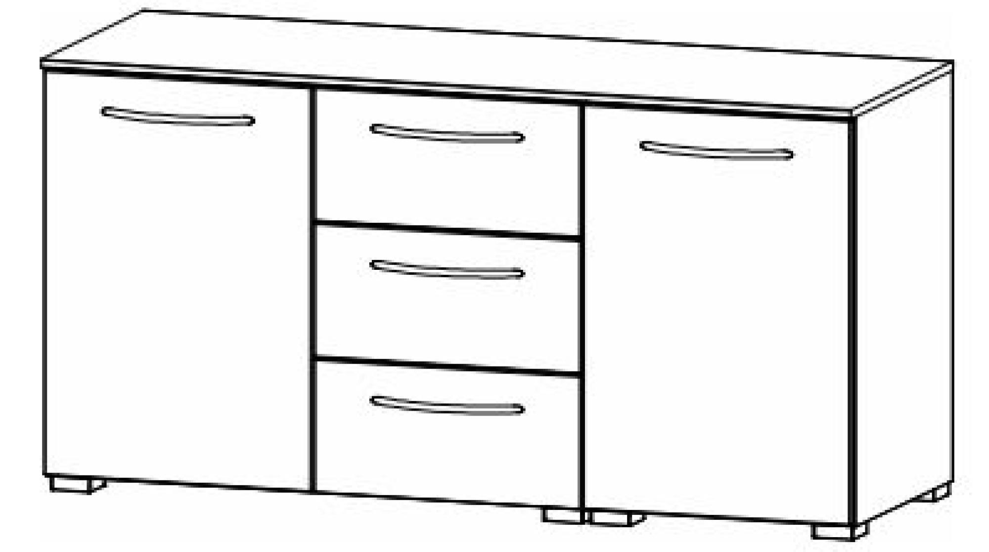 6H81 : 2 Door 2 Shelves 3 Drawer Combi Chest with High Polish Front