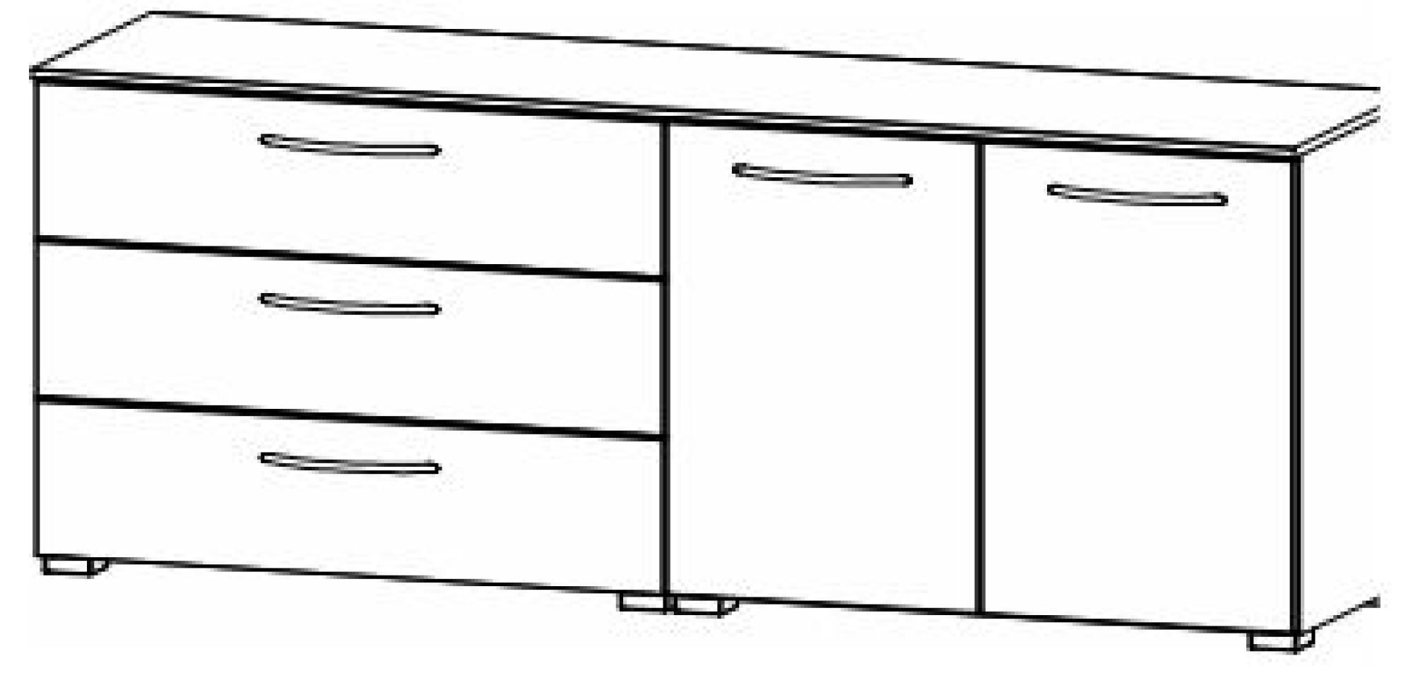 6H83 : 2 Door 2 Shelves 3 Drawer Combi Chest with High Polish Front