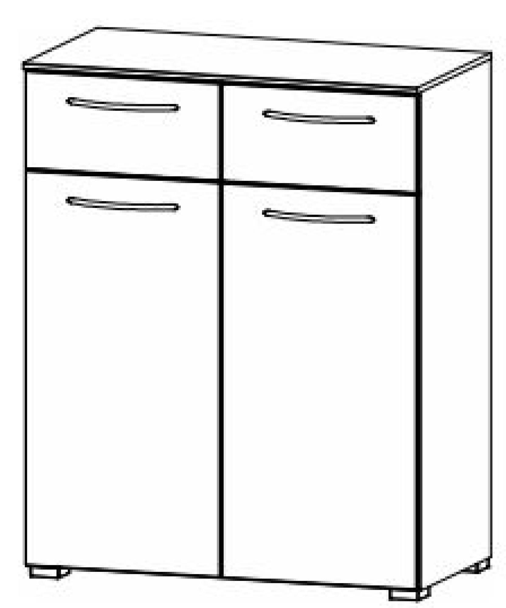 6HB3 : 2 Door 2 Drawer Combi Chest with High Polish Front