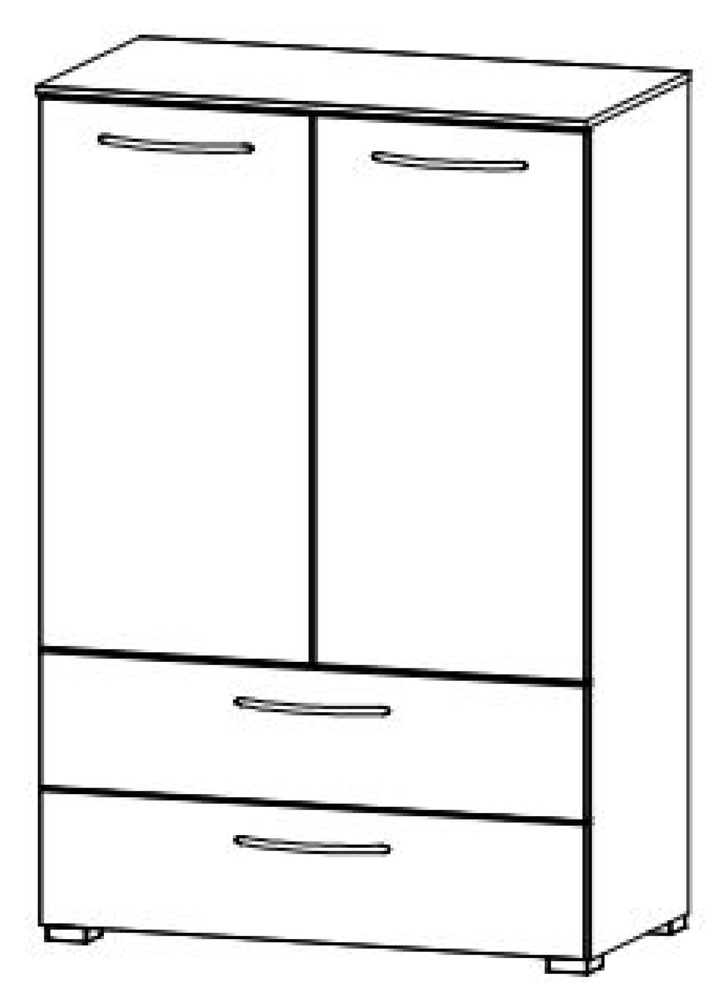 7D15 : 2 Door 2 Shelves 2 Drawer Combi Chest with Color Front