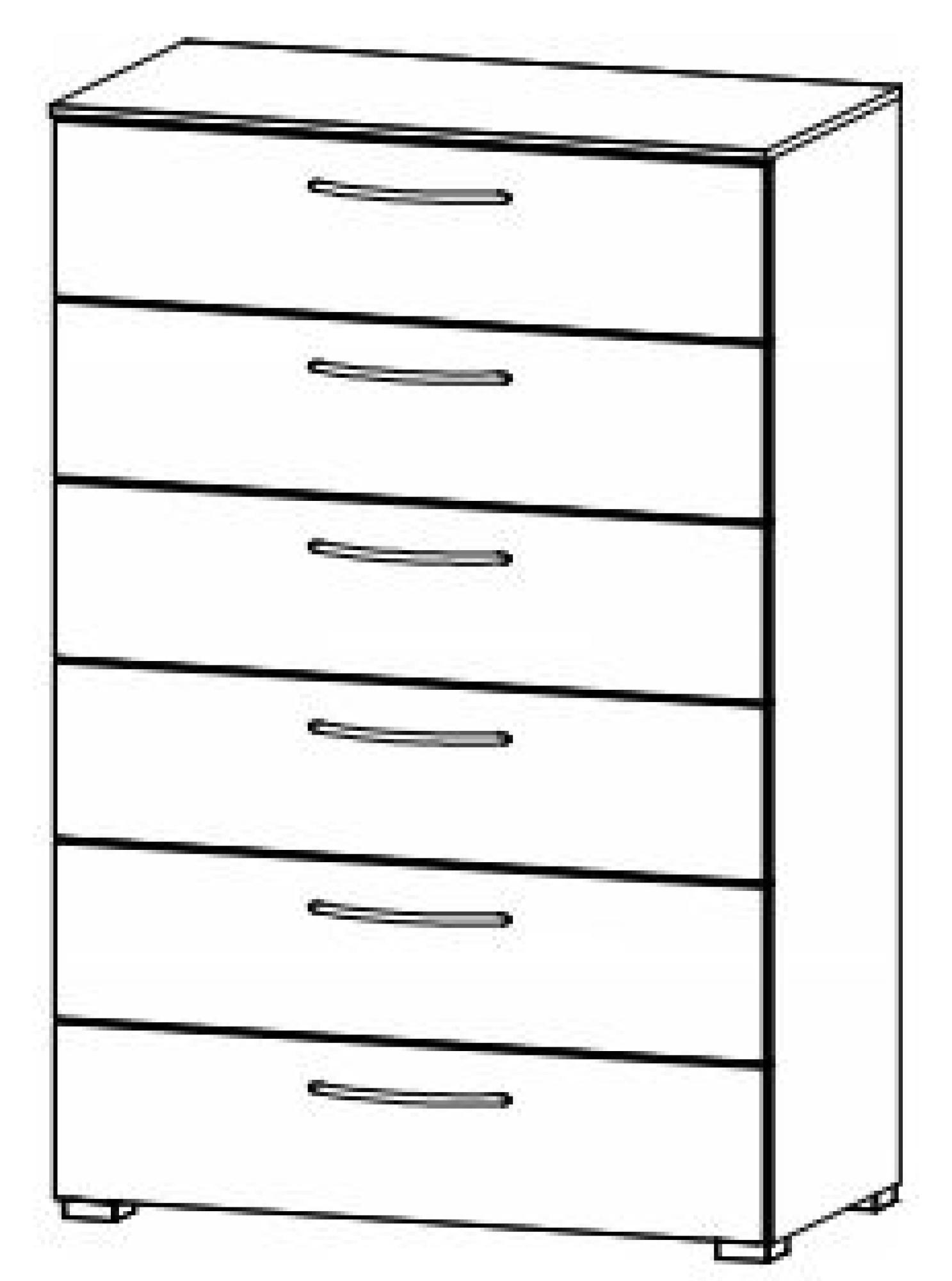 7H14 : 6 Drawer Wide Chest with High Polish Front