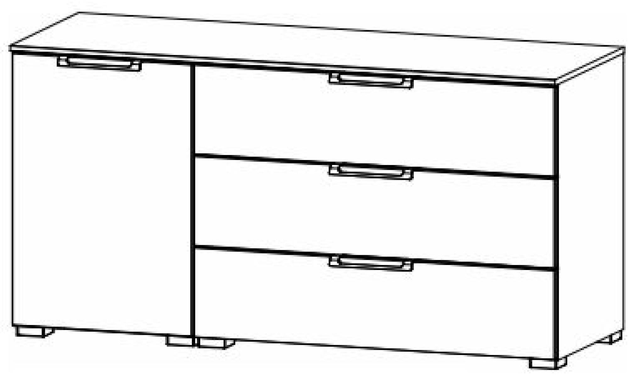 6D22 : 1 Left Door 1 Shelf 3 Drawer Wide Combi Chest with Color Front