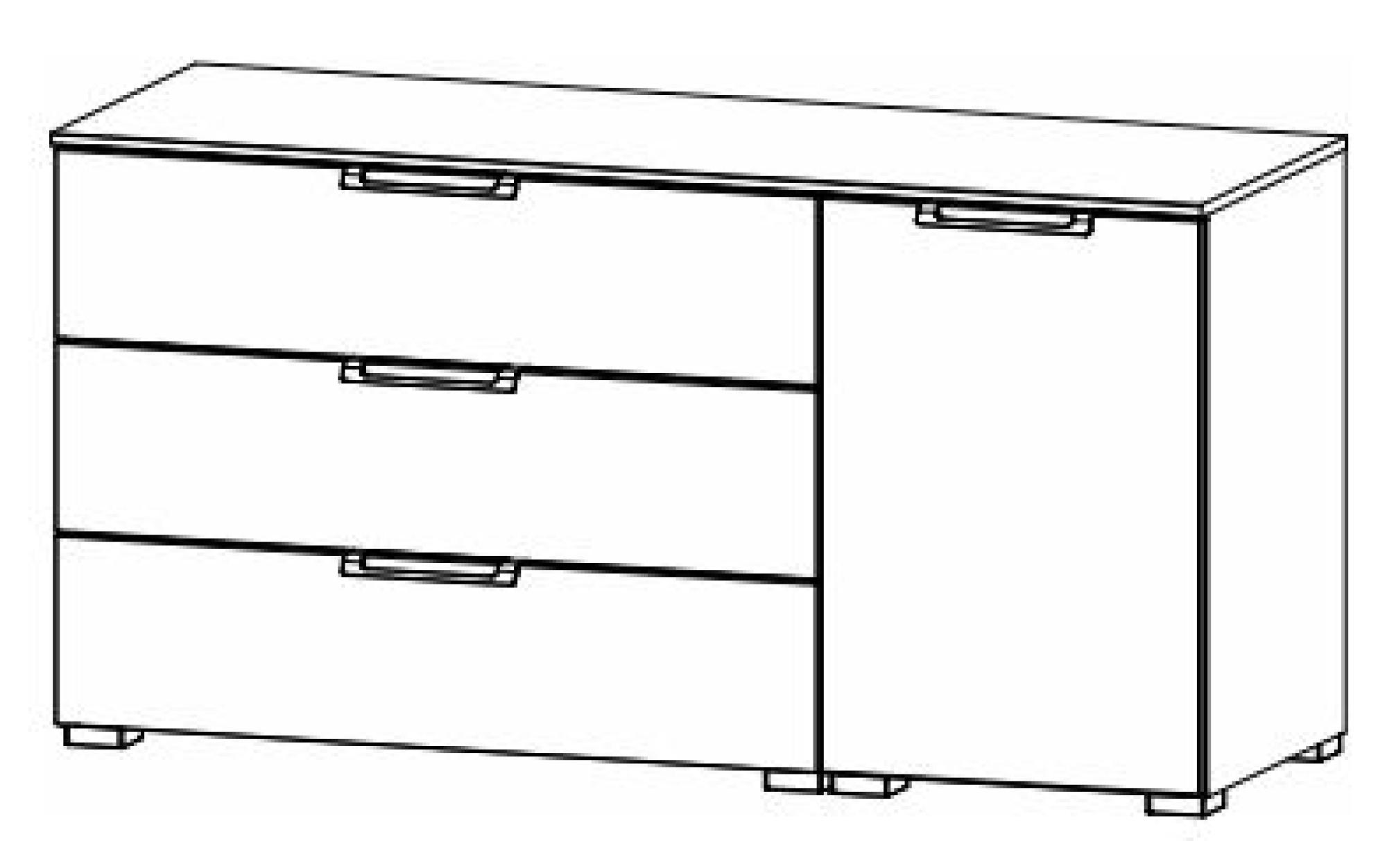 6D23 : 1 Right Door 1 Shelf 3 Drawer Wide Combi Chest with Color Front