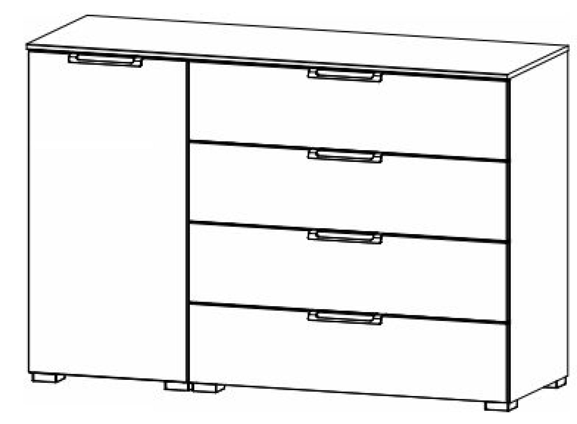 6D29 : 1 Left Door 2 Shelves 4 Drawer Combi Chest with Color Front