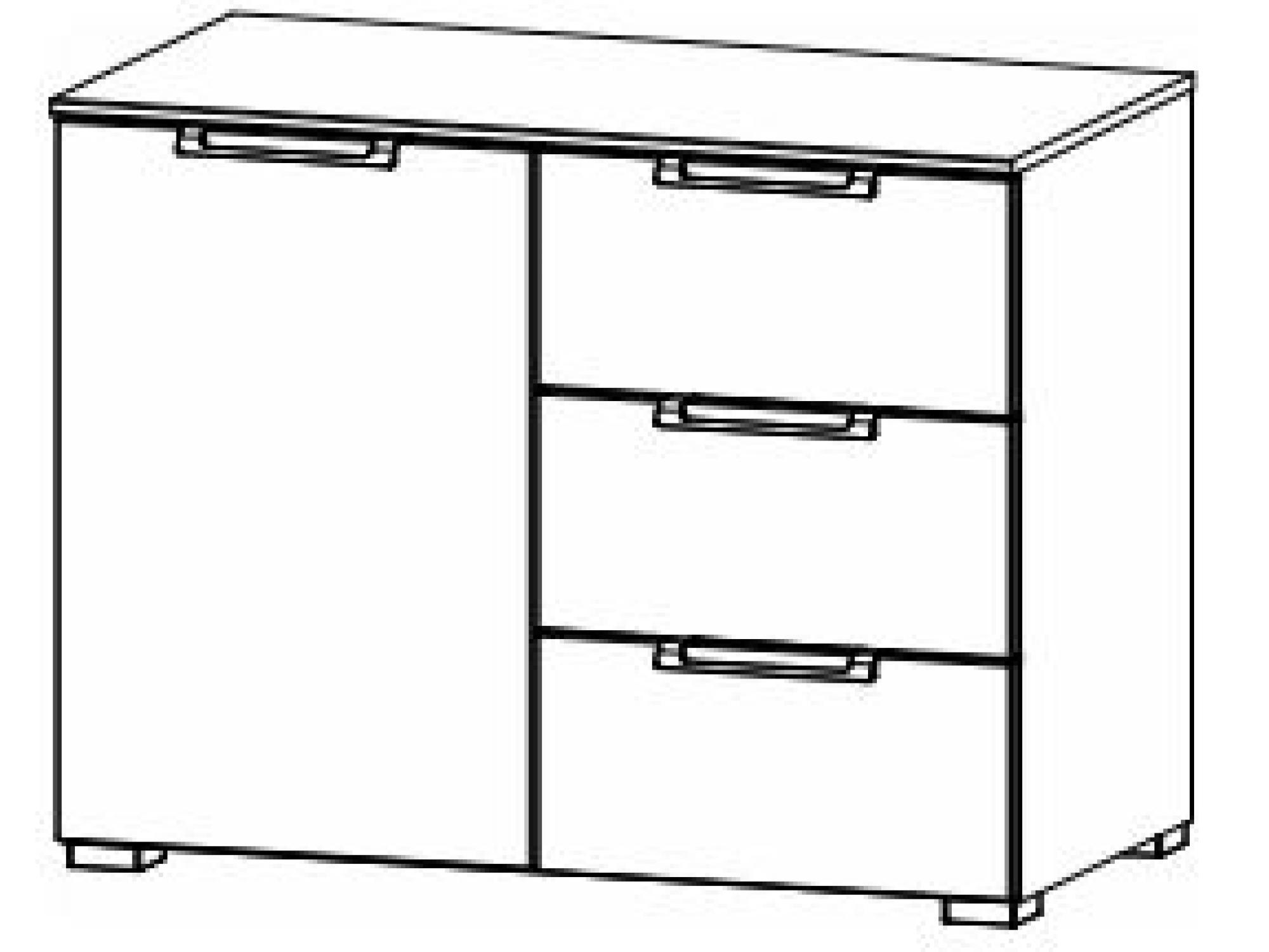 6D70 : 1 Left Door 1 Shelf 3 Drawer Combi Chest with Color Front