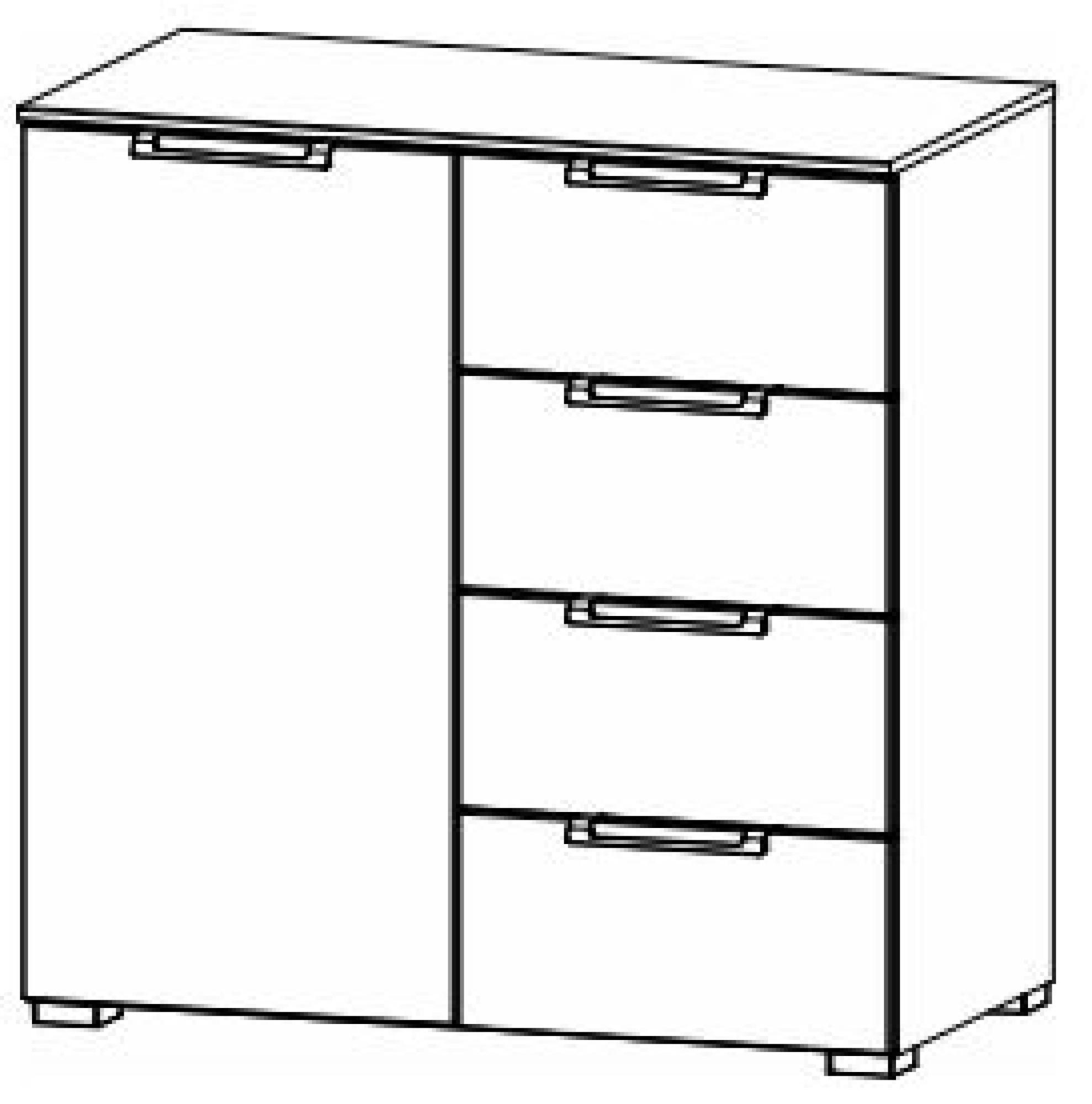6D72 : 1 Door 2 Shelves 4 Drawer Combi Chest with Color Front