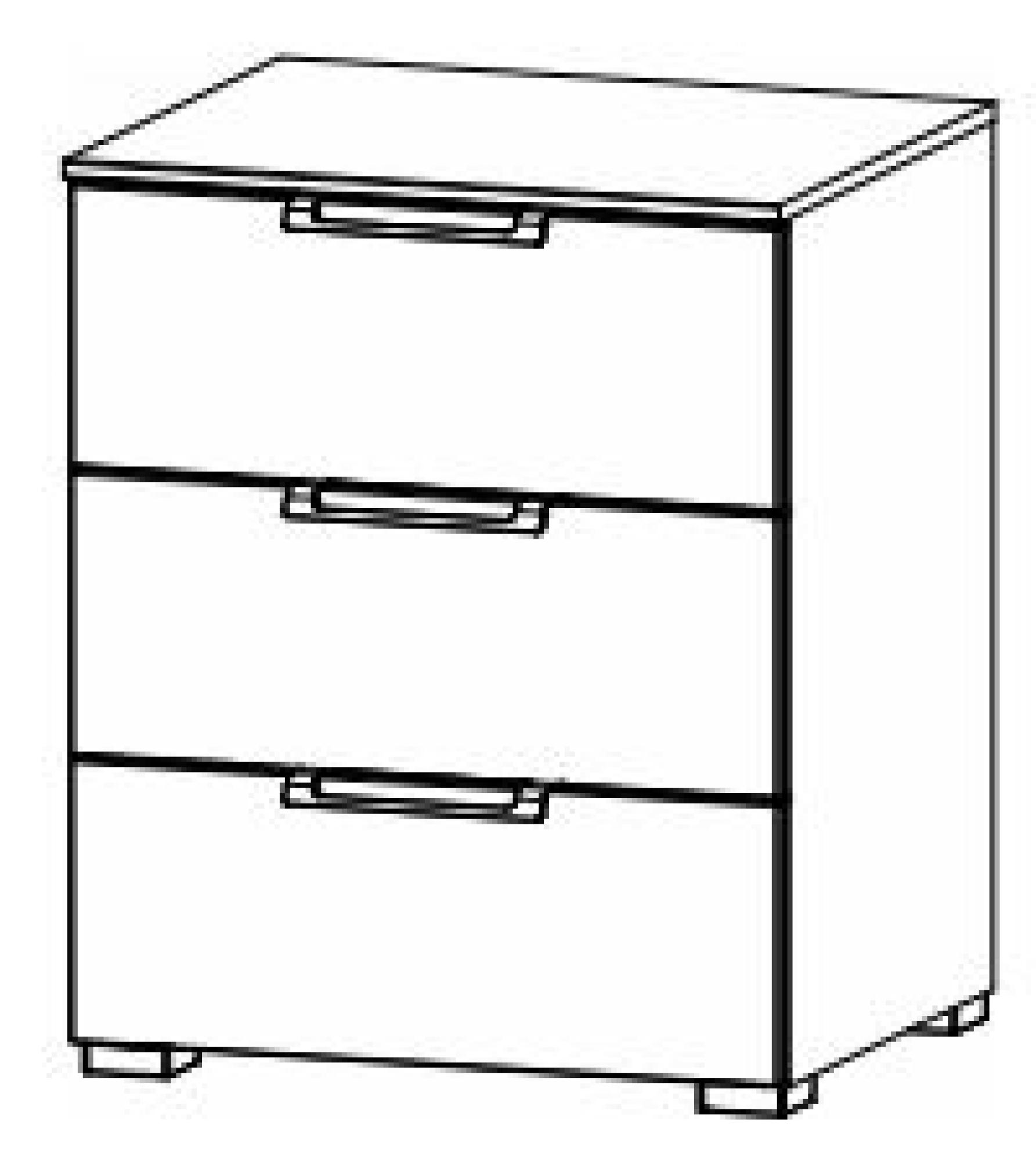 6G18 : 3 Drawer Wide Bedside Cabinet with Color Glass Front
