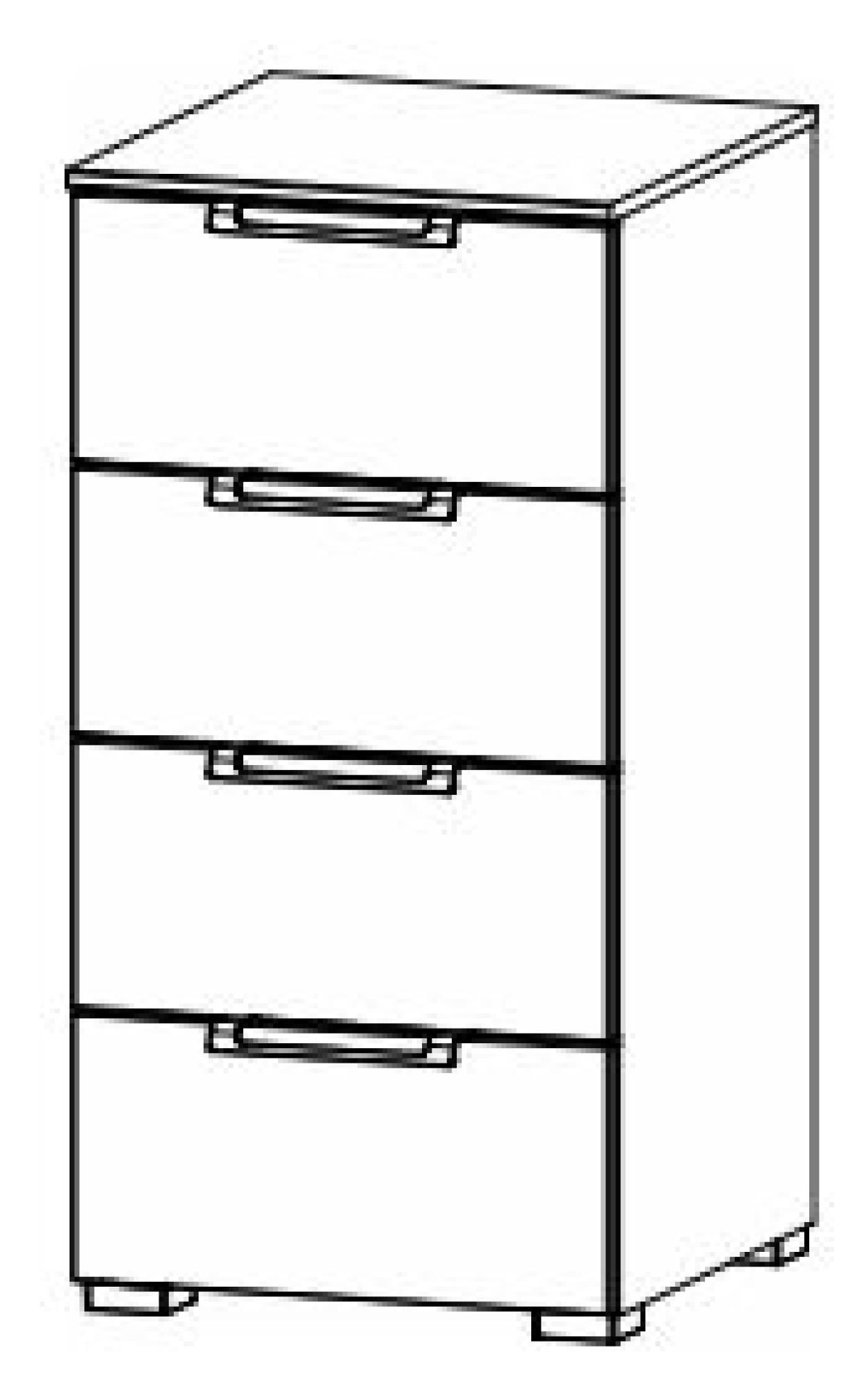 6G25 : 4 Drawer Chest with Color Glass Front