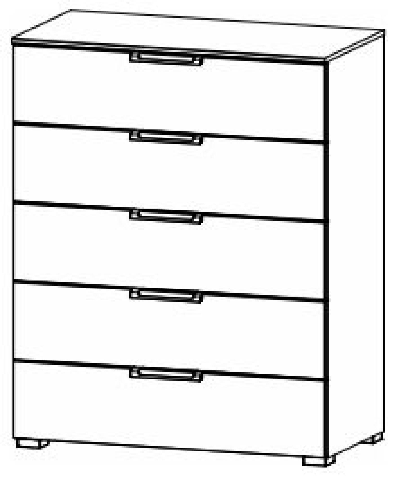 6GF1 : 5 Drawer Wide Chest with Color Glass Front