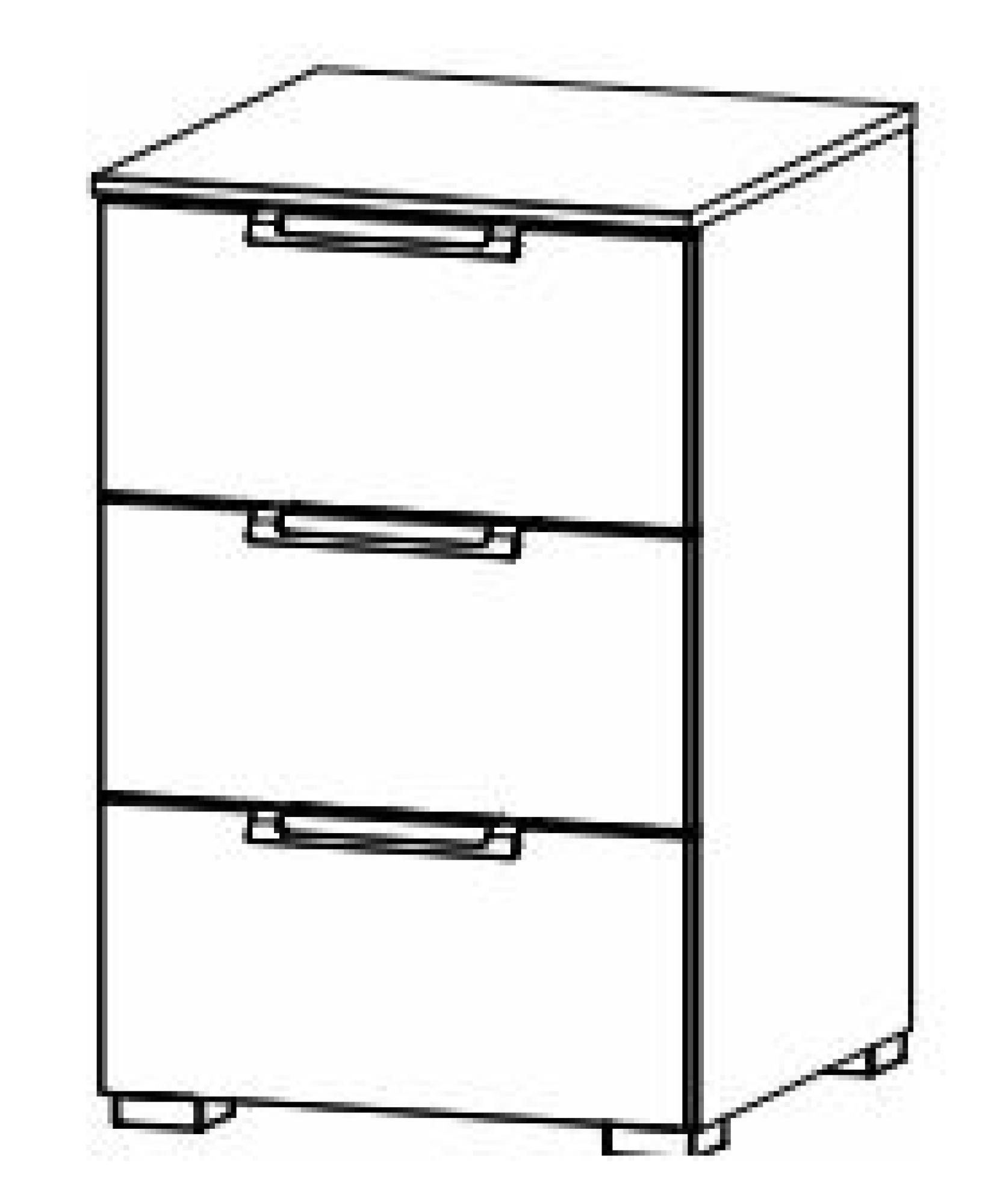 6H17 : 3 Drawer Bedside Cabinet with High Polish Front