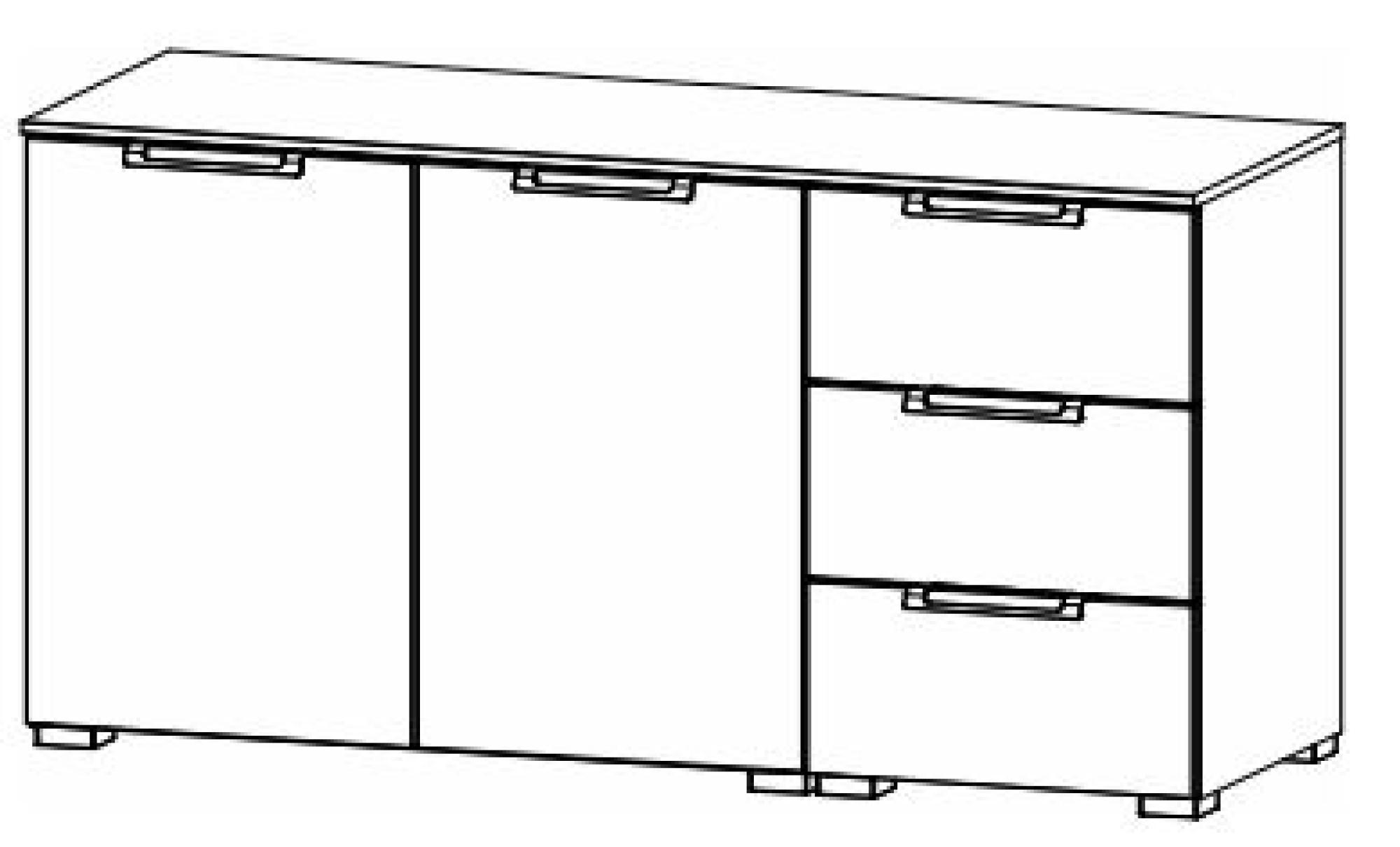 6H24 : 2 Door 2 Shelves 3 Drawer Combi Chest with High Polish Front