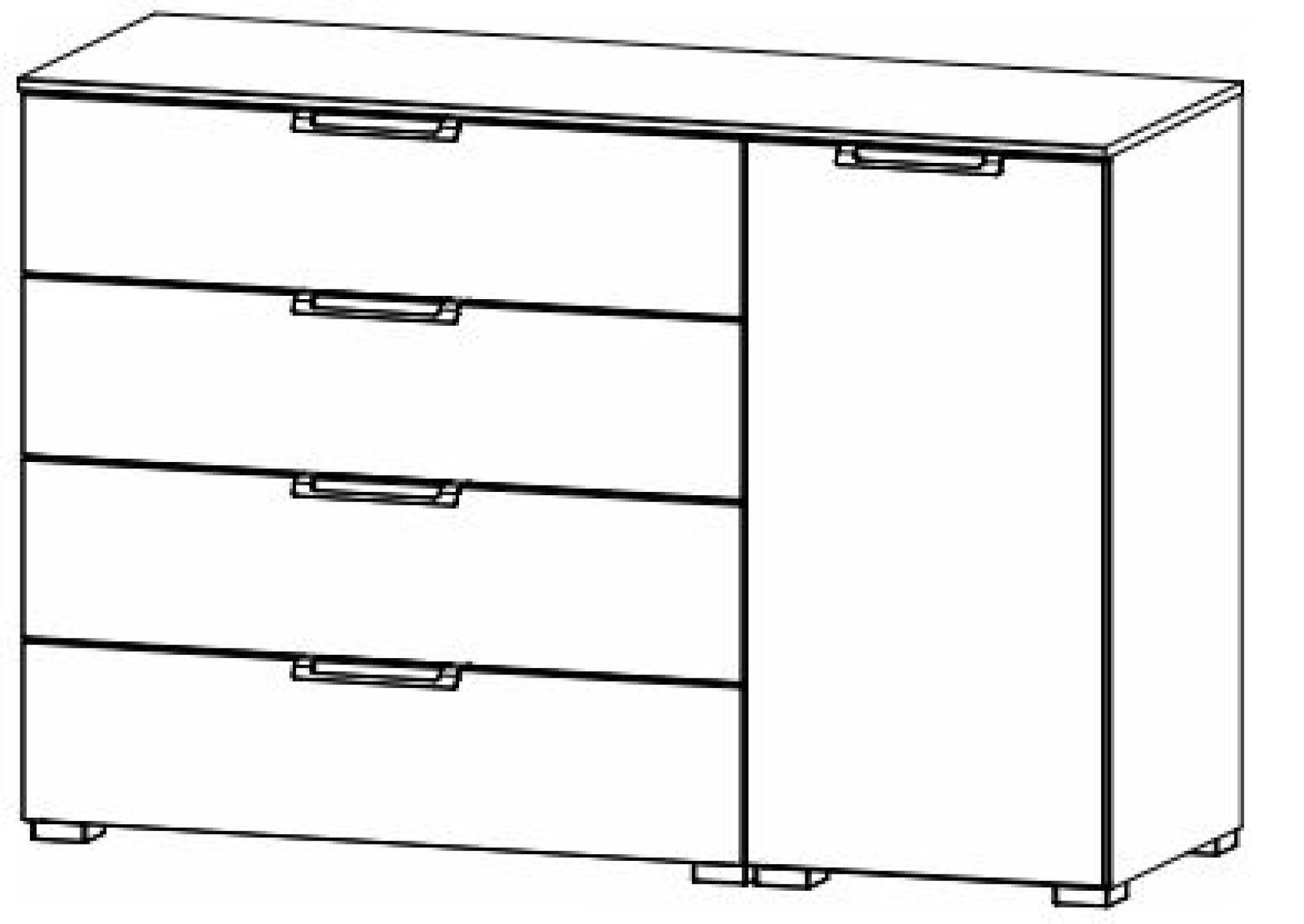 6H30 : 1 Right Door 2 Shelves 4 Drawer Combi Chest with High Polish Front