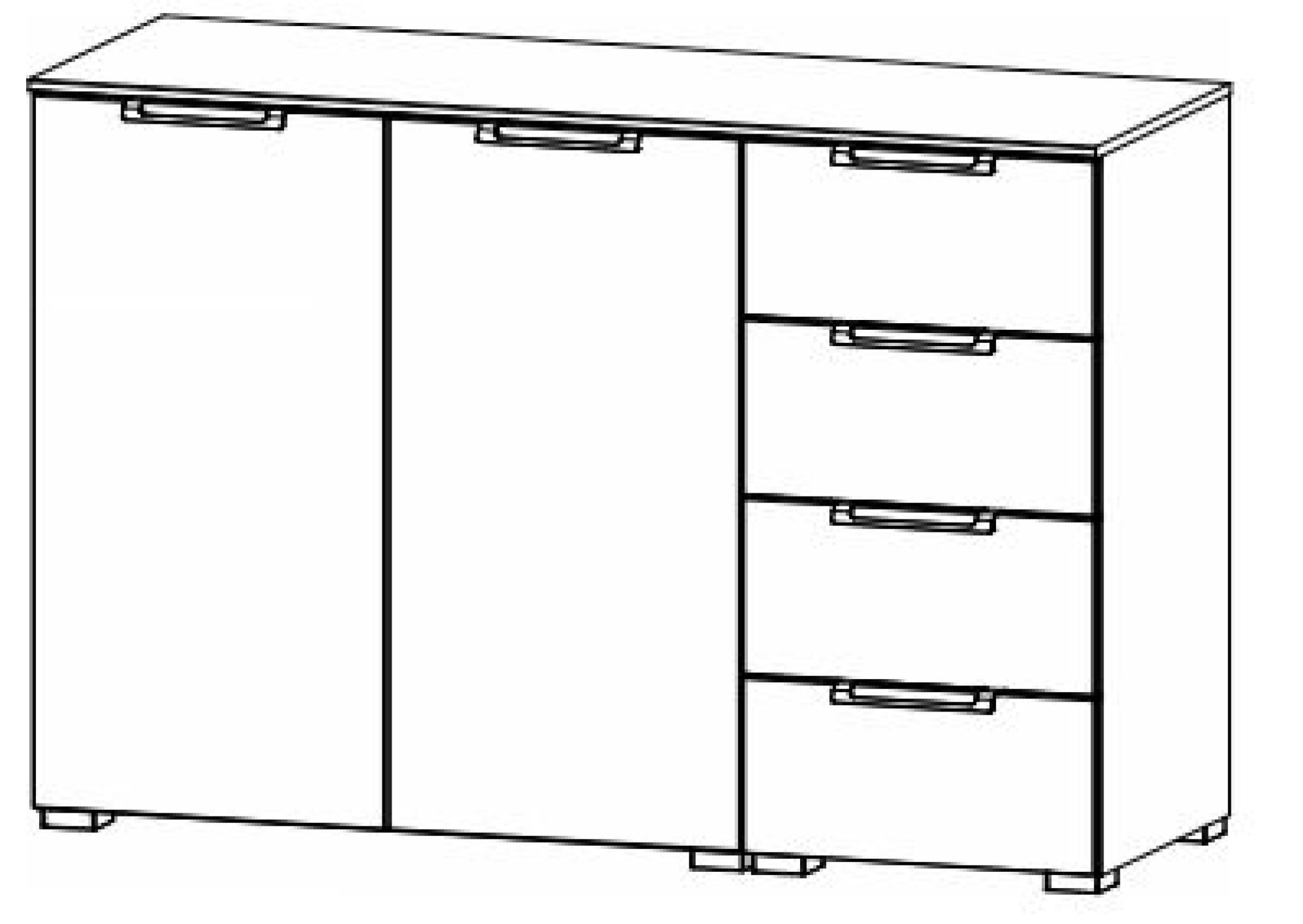 6H31 : 2 Door 4 Shelves 4 Drawer Combi Chest with High Polish Front