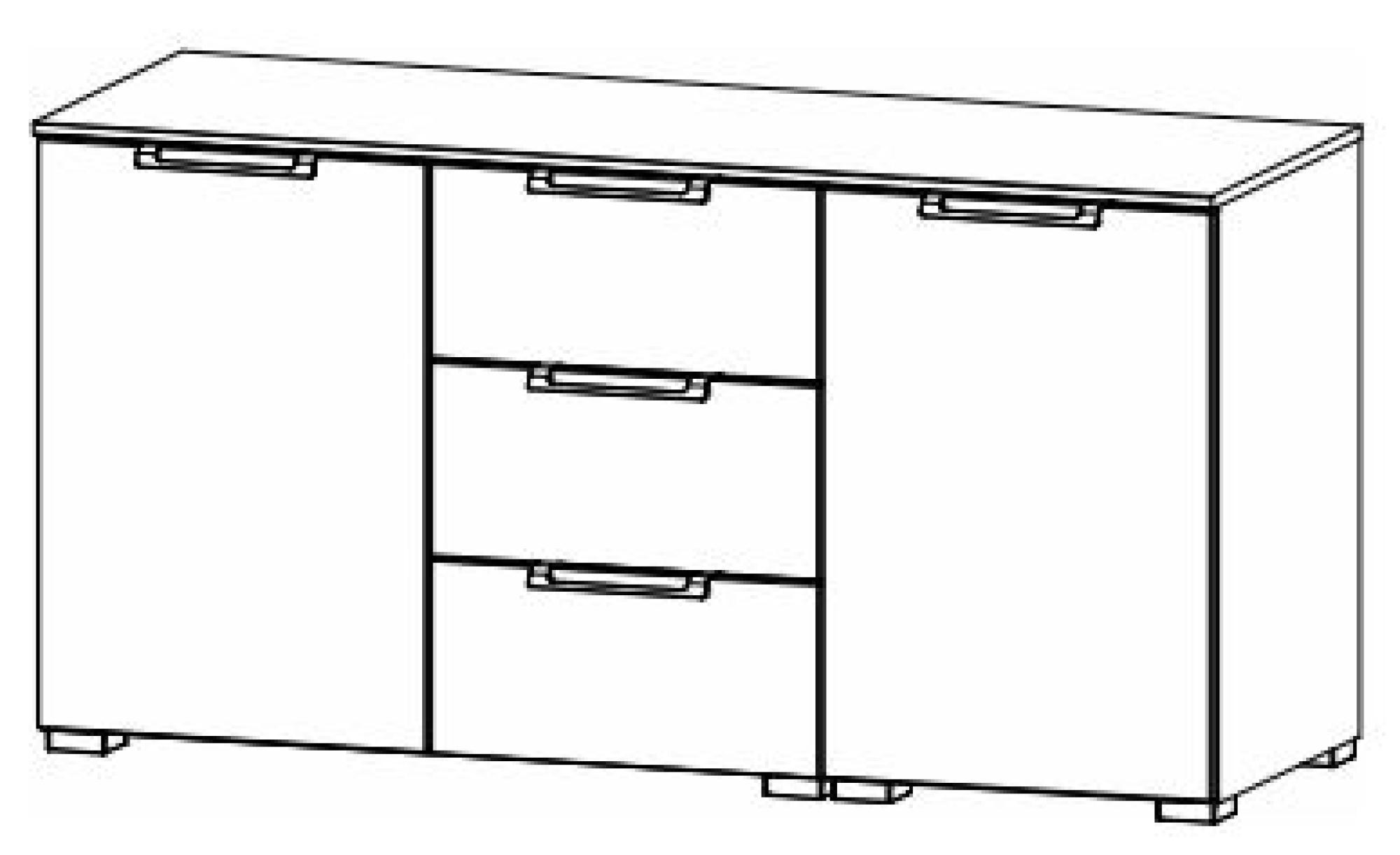 6H71 : 2 Door 2 Shelves 3 Drawer Combi Chest with High Polish Front