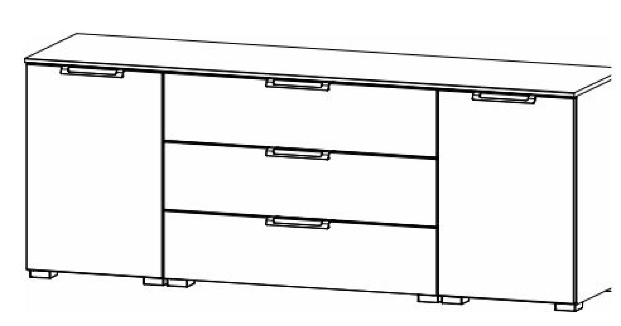 6H74 : 2 Door 2 Shelves 3 Drawer Combi Chest with High Polish Front
