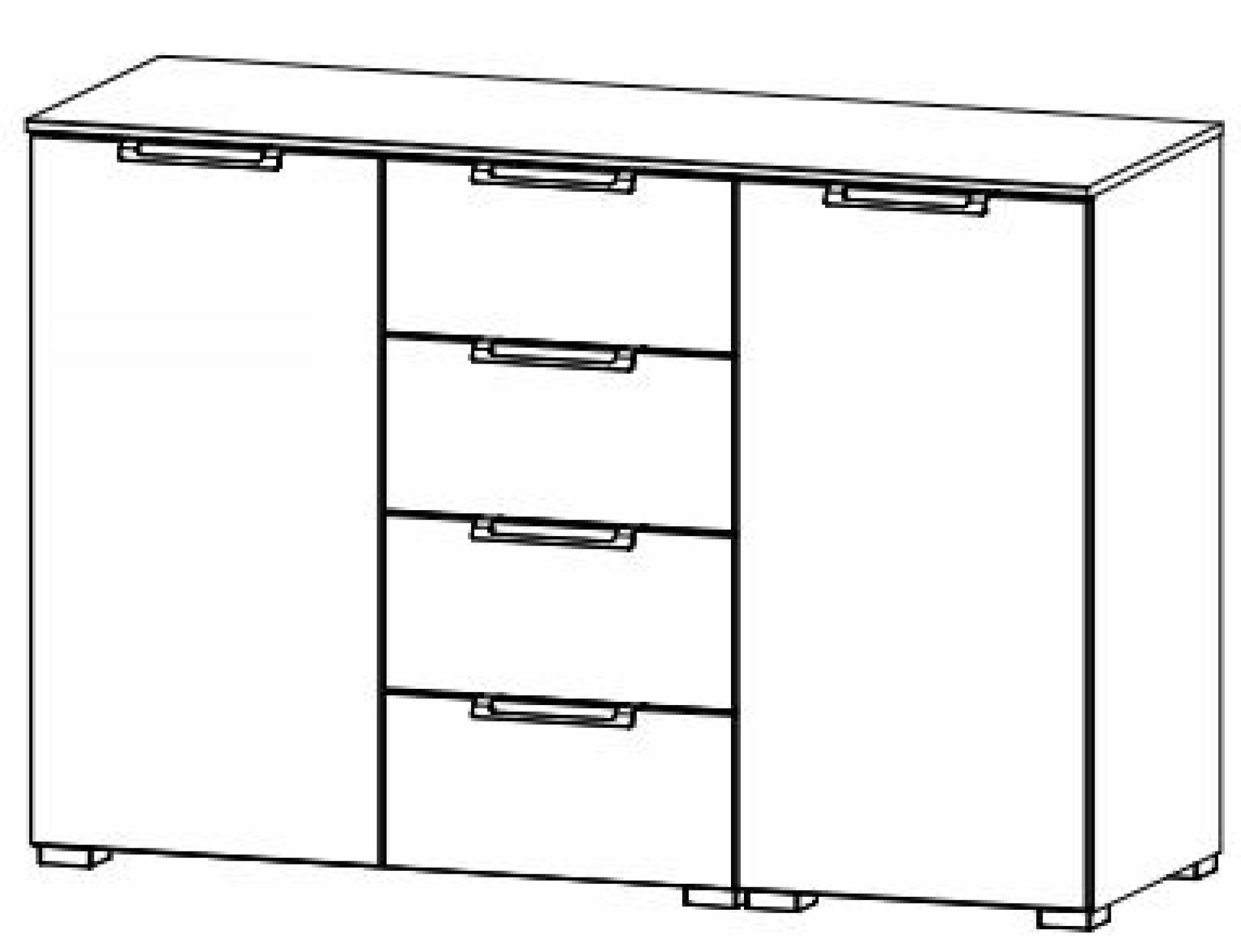 6H75 : 2 Door 4 Shelves 4 Drawer Combi Chest with High Polish Front