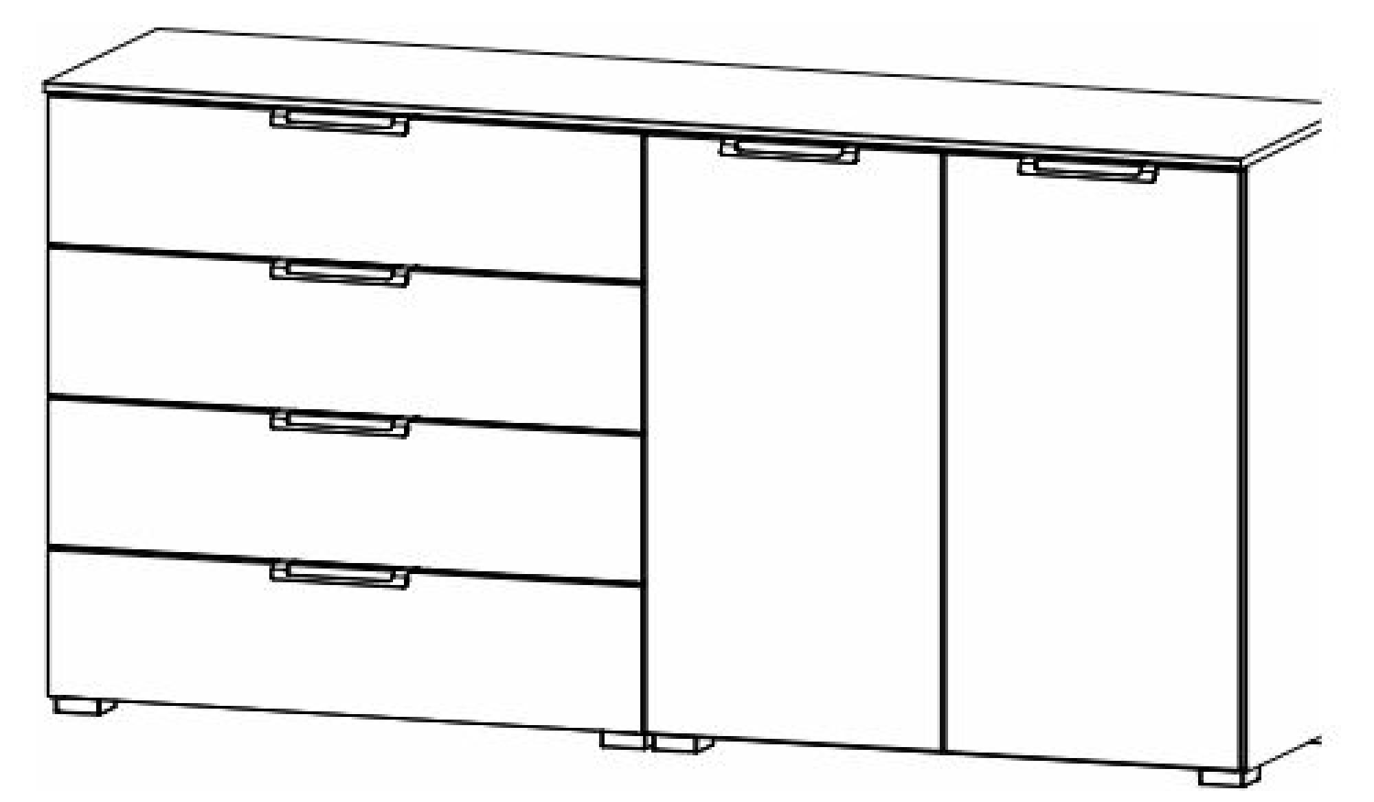 6H76 : 2 Door 4 Shelves 4 Drawer Combi Chest with High Polish Front