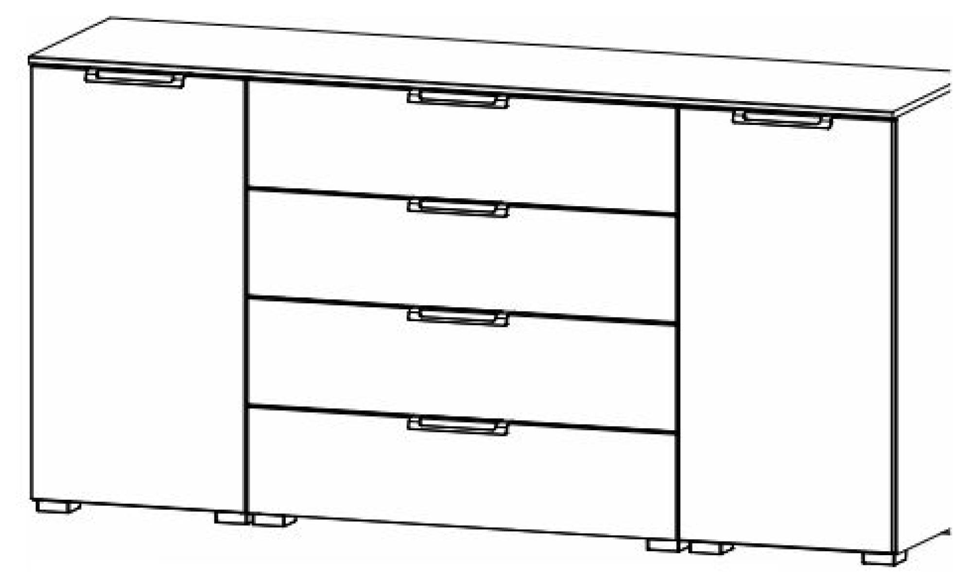 6H78 : 2 Door 4 Shelves 4 Drawer Combi Chest with High Polish Front