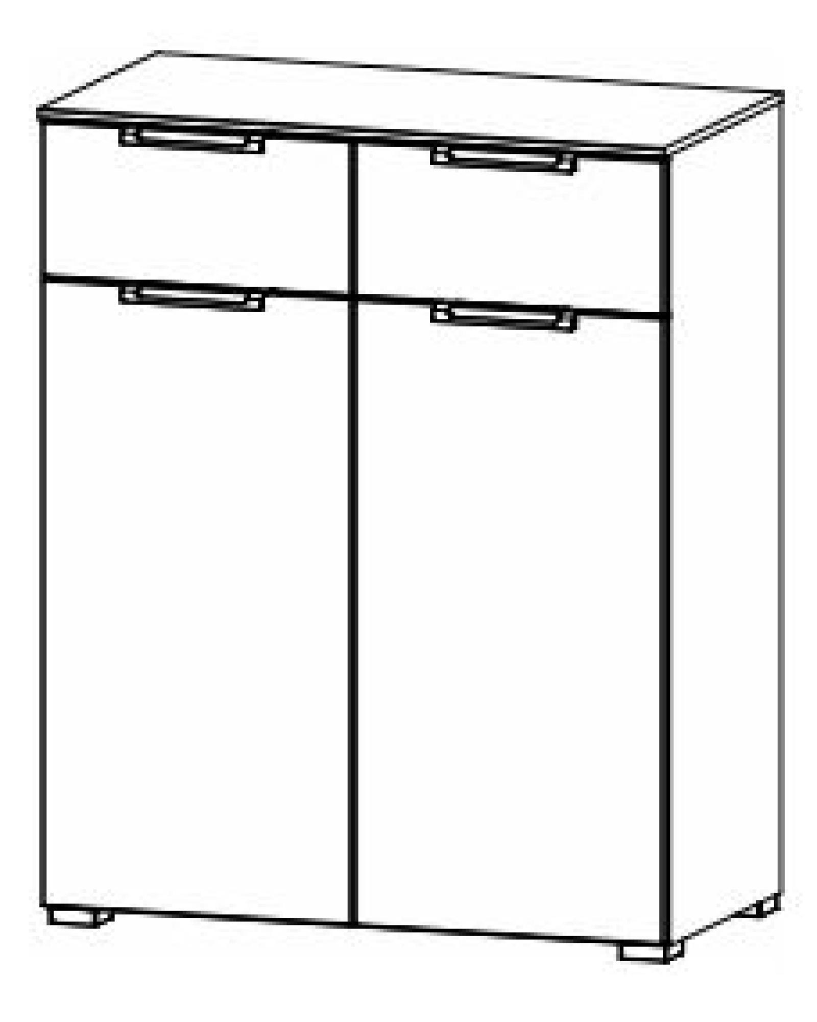 6HF3 : 2 Door 2 Drawer Combi Chest with High Polish Front