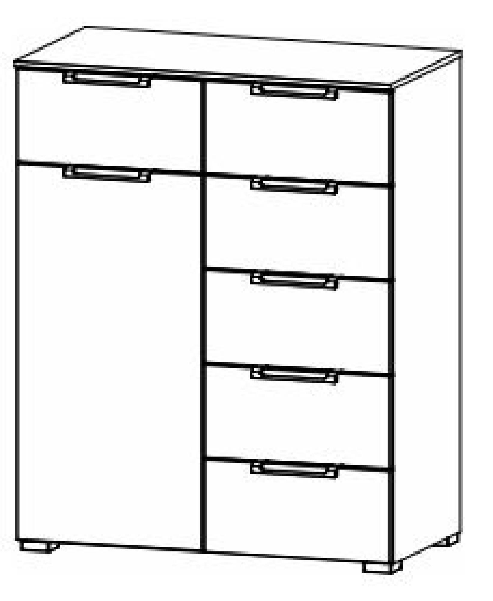 6HF4 : 1 Left Door 6 Drawer Combi Chest with High Polish Front