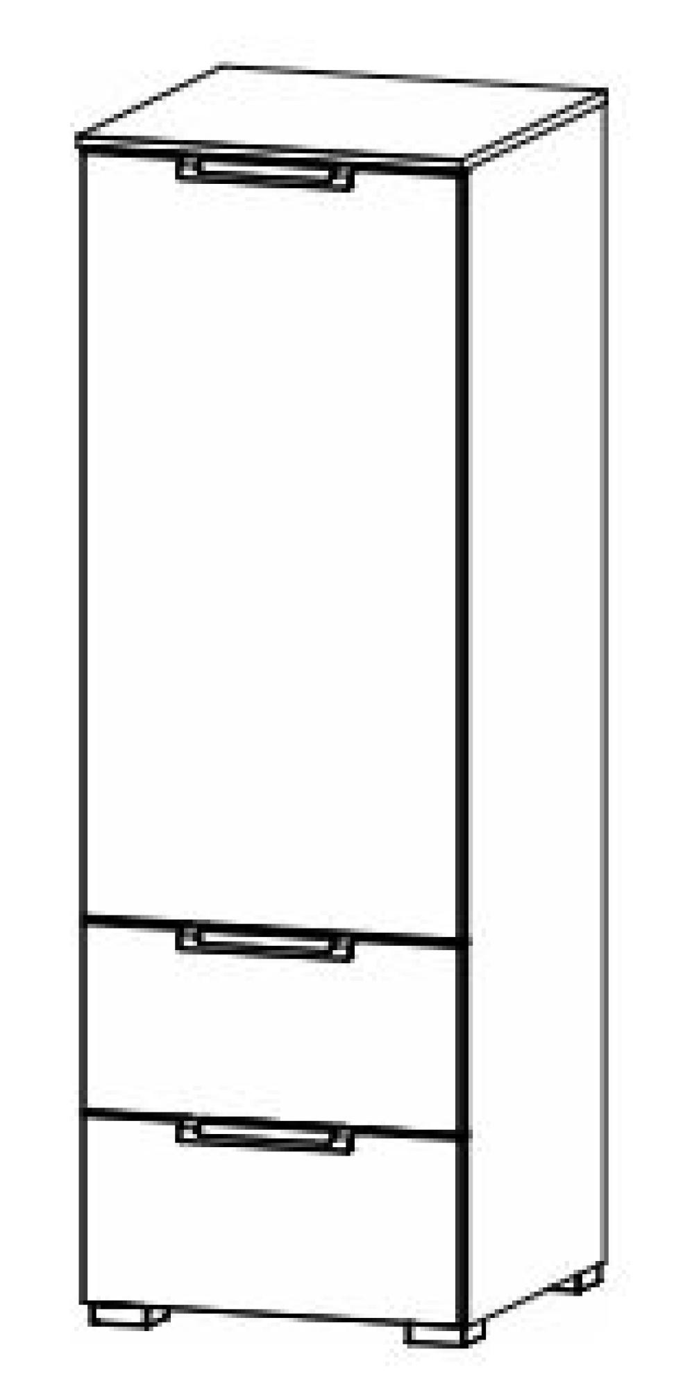 7G36 : 1 Right Door 2 Shelves 2 Drawer Combi Chest with Color Glass Front