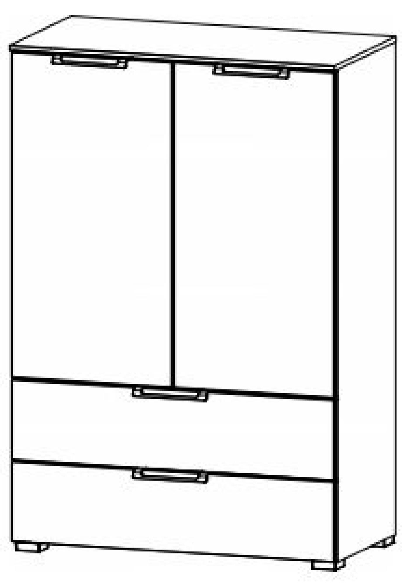 7G37 : 2 Door 2 Shelves 2 Drawer Combi Chest with Color Glass Front