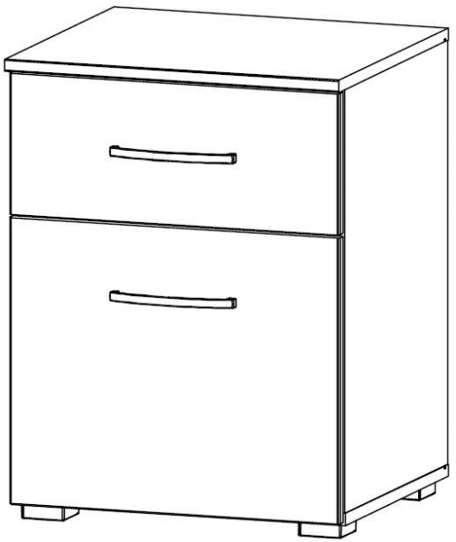 620Q : 1 Door 1 Drawer Bedside Cabinet - Decor Front