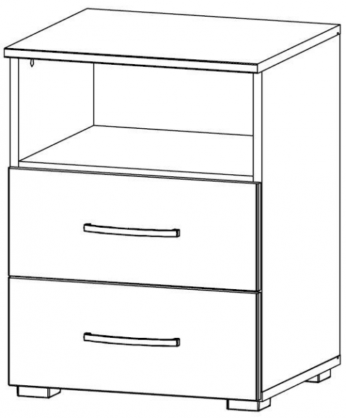 64N2 : 2 Drawer 1 Niche Narrow Bedside Cabinet - Decor Front