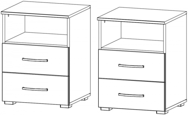 64P4 : 2x2 Drawer 1 Niche Narrow Bedside Cabinet - Decor Front