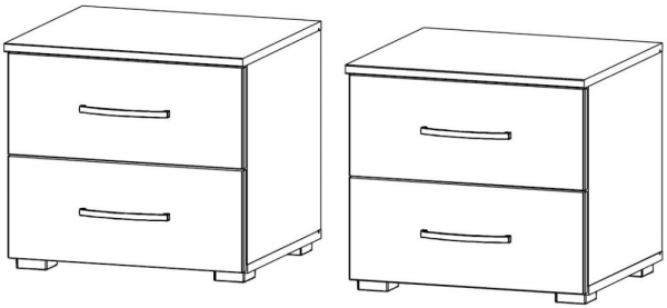 671B : 2x2 Drawer Bedside Cabinet - Glass Front
