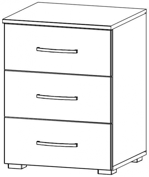 671C : 3 Drawer Bedside Cabinet - Glass Front