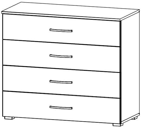 679B : 4 Drawer Wide Chest - Glass Front