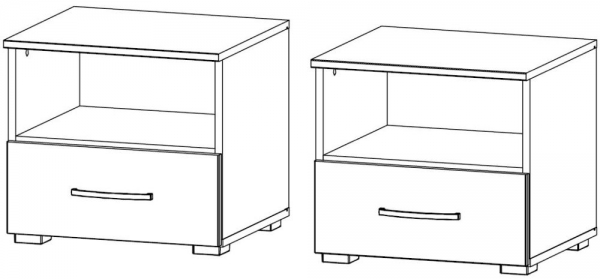 6GP4 : 2x1 Drawer 1 Niche Narrow Bedside Cabinet - Glass Front