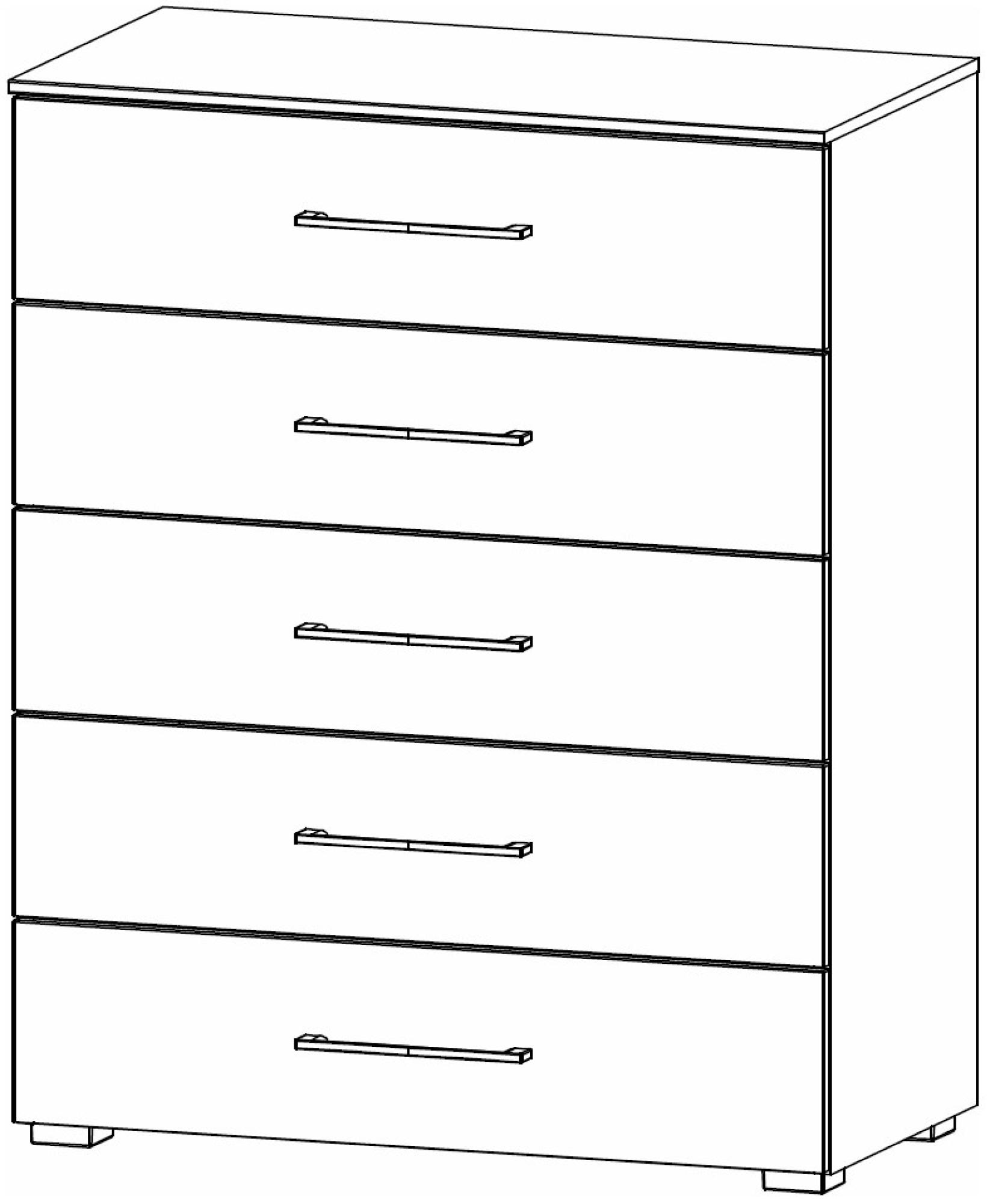 66FH : 5 Drawer Wide Chest with High Polish Front - Flat Packed