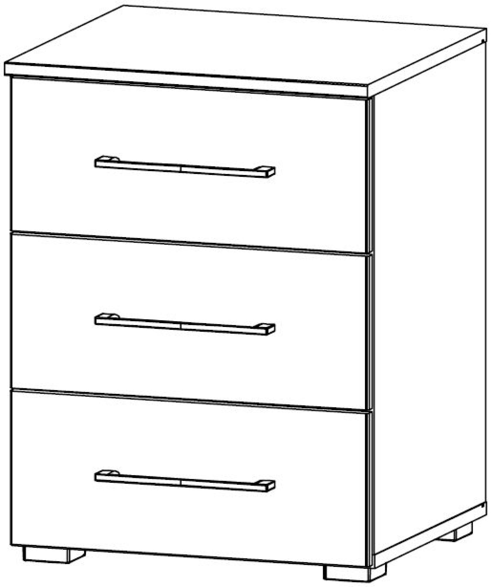 6D35 : 3 Drawer Bedside Cabinet with Color Front - Assembled