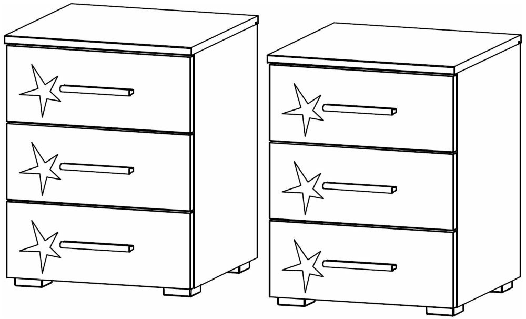 61K5 : 3 Drawer Bedside Cabinet (Pair)