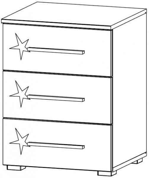 69JH : 3 Drawer Bedside Cabinet