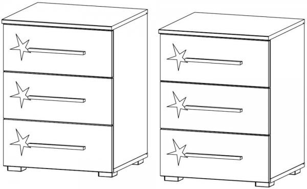 69KH : 3 Drawer Bedside Cabinet (Pair)