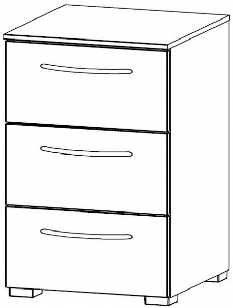 6D35 : 3 Drawer Bedside Cabinet - Assembled